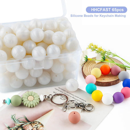 65Pcs 19mm Silicone Beads for Keychain Making Bracelet Necklace, Bulk Round Silicone Beads for Pens（Christmas Green） - Colors B