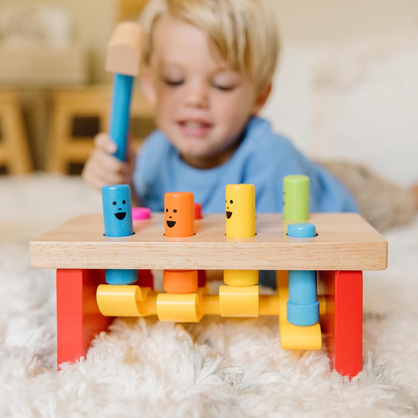 MeMelissa & Doug Deluxe Pounding Bench Wooden Preschool Learning Toy with Mallet Classic Wooden Toddler Toys for Ages 2+Lissa & Doug Deluxe Pounding Bench Wooden Preschool Learning Toy with Mallet