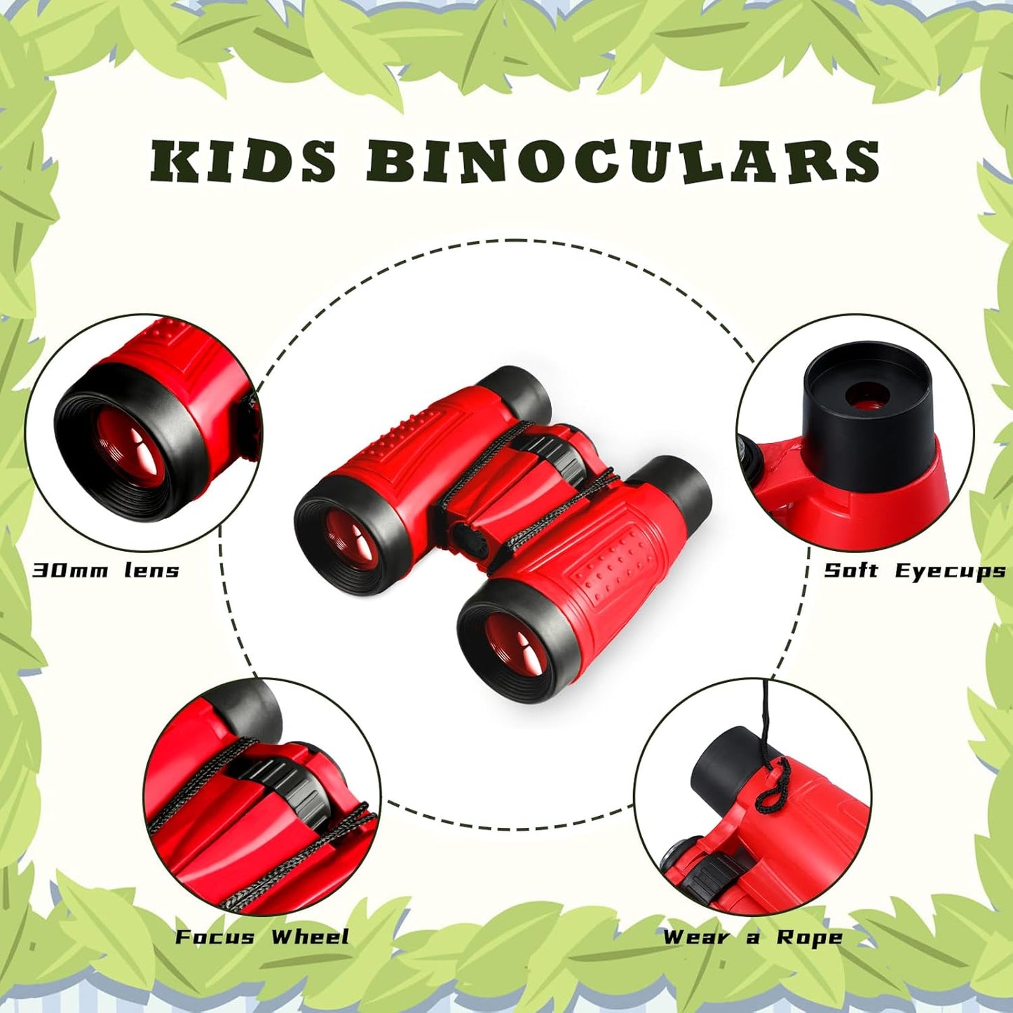 Libima 24 Pcs Binoculars Bulk Educational Compact Binoculars with Neck String Telescope for Learning Bird Watching Camping Hiking Travel Safaris Birthday Gifts(Green)