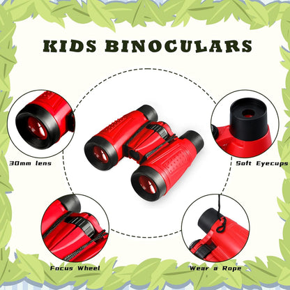 Libima 24 Pcs Binoculars Bulk Educational Compact Binoculars with Neck String Telescope for Learning Bird Watching Camping Hiking Travel Safaris Birthday Gifts(Green)