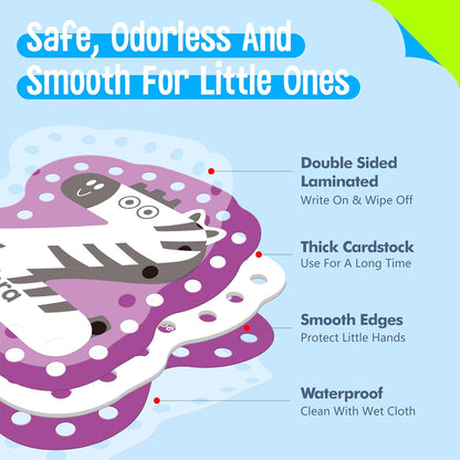 SpriteGru 9 Pieces Kids Lacing Cards, Double Sided Sewing Cards in 9 Vehicle Cards with 9 Colorful Laces, Imagination Development Lacing Toys Games for Children Educational and Learning Activity