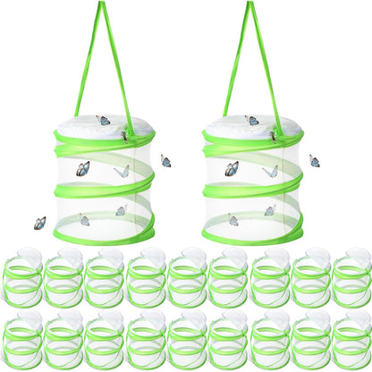 Sherr Mini Butterfly Habitat Cage Clear Mesh Butterfly Net Cage Container Foldable Terrarium, 6.2x7.1inch