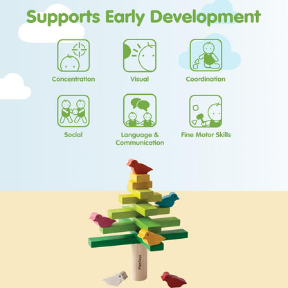 PlanToys® Balancing Cactus | Montessori Wooden Toy for Toddlers | STEM Game for Fine Motor Skills, Logic & Coordination | Eco-Friendly Educational Toy for Kids Ages 3+