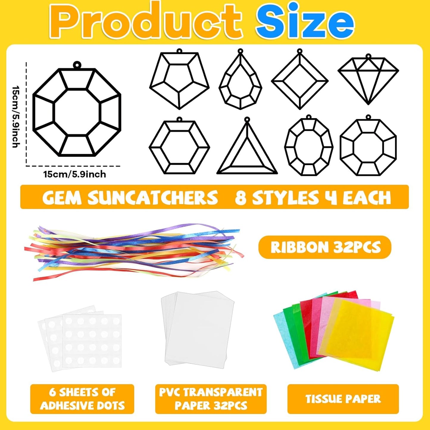 Lonfliness 32 Sets Solar System Suncatchers Crafts Kit DIY Outer Space Window Stained Glass Effect Paper Planet Home School Classroom Decoration Art Craft Creative Activity Project Gift Favor