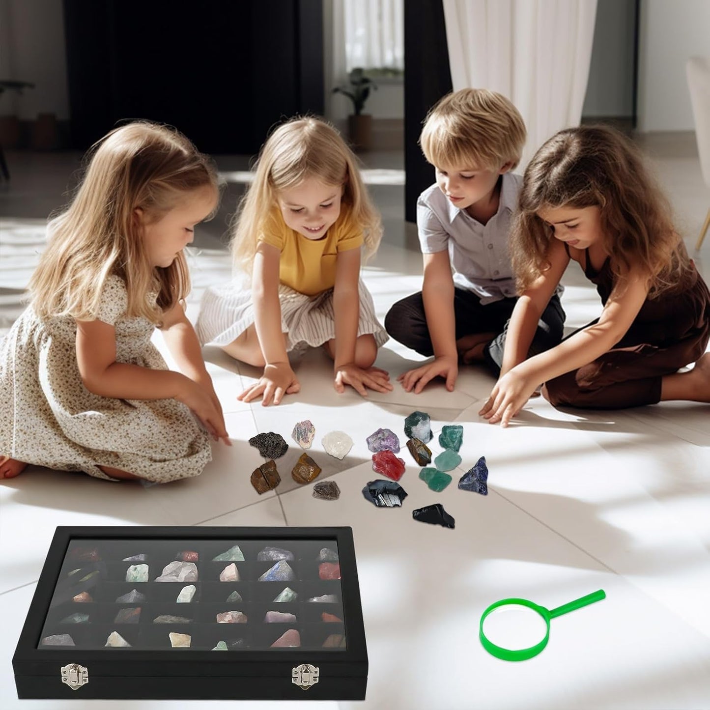 Rock Collection Box for Kids - Display Case for Collectibles - Storage and Display Shelf - Generation 2
