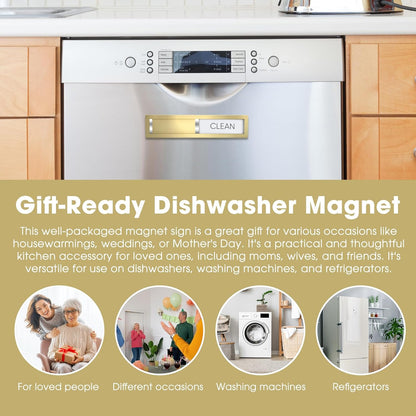 Clean Dirty Magnet for Dishwasher, Premium Stainless Steel, Dirty/Clean Speckled Design, Durable Magnet & Clear Indicators with Extra Tape (Silvery-Gray-01)