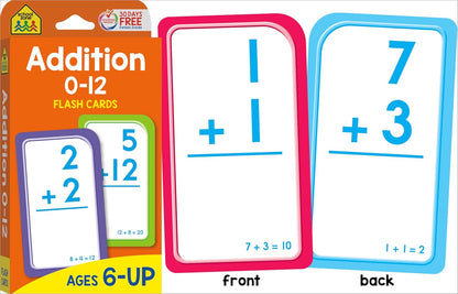 School Zone Get Ready Flash Cards Addition & Subtraction 2-Pack: 112 Math Cards, 1st & 2nd Grade, Addition 0–12, Subtraction 0–12, Early Math, Speed & Retention, Ages 6–8