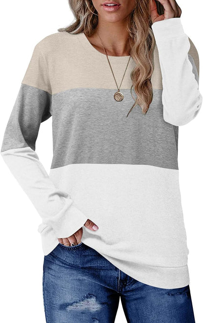 CRAZY GRID Womens Trendy Long Sleeve Shirts Casual Loose Soft Sweatshirt Fall Tops