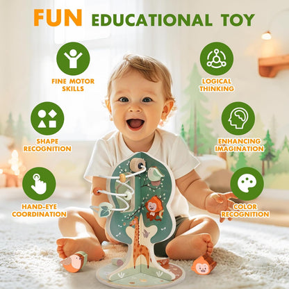 Joyreal Wooden Activity Cube - 11-in-1 Montessori Toys for 1+ Year Old Boys & Girls, Early Developmental Learning Toys for Toddlers and Kids, Ideal 1st Birthday Gift Toys for Baby(Animal Theme)