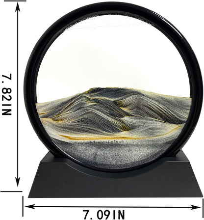 SANDCLE Moving Sand Art Liquid Motion - Moving Sand Art Picture Decor 3D Deep Sea Sandscape, Round Glass Frame Display Flowing Sand Relaxing Toy for Desktop Home Office Work Decoration(Blue, 12")