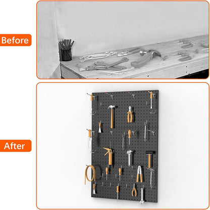 TORACK 3 PCS Metal Pegboard Panels(12x24 inch) for Wall Garage Tools Storage Pegboard for Workbench, Modular Peg Board Tool Organizer Board Kit(Pack of 3, Orange)