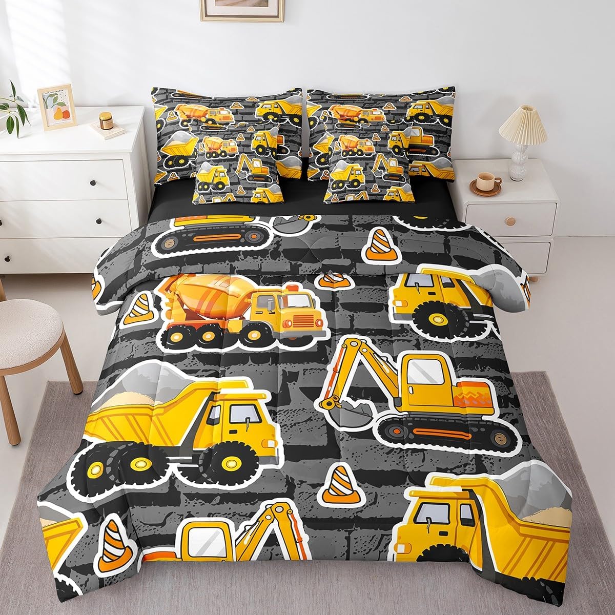 Erosebridal Chemistry Comforter Set with Sheets Full Size Periodic Table of Elements Bed in A Bag 7 Piece Science Chemistry Lovers Bedding Set for Kids Boys Children Bedroom Modern Black Bed Sets