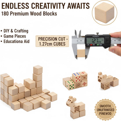 Wood Blocks for Crafts, Unfinished Wood Cubes, 2 Inch Natural Wooden Blocks, Pack of 8 Wood Square Blocks, Wooden Cubes for Arts and Crafts and DIY Projects