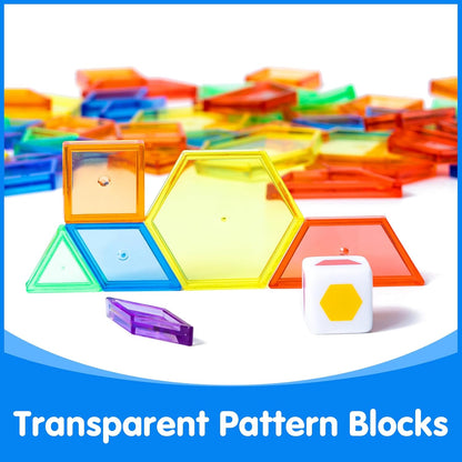 78 Pcs Translucent Lowercase Letters - 140 Pcs Translucent Pattern Blocks - Learning Toy for Light Table Accessories and Manipulatives