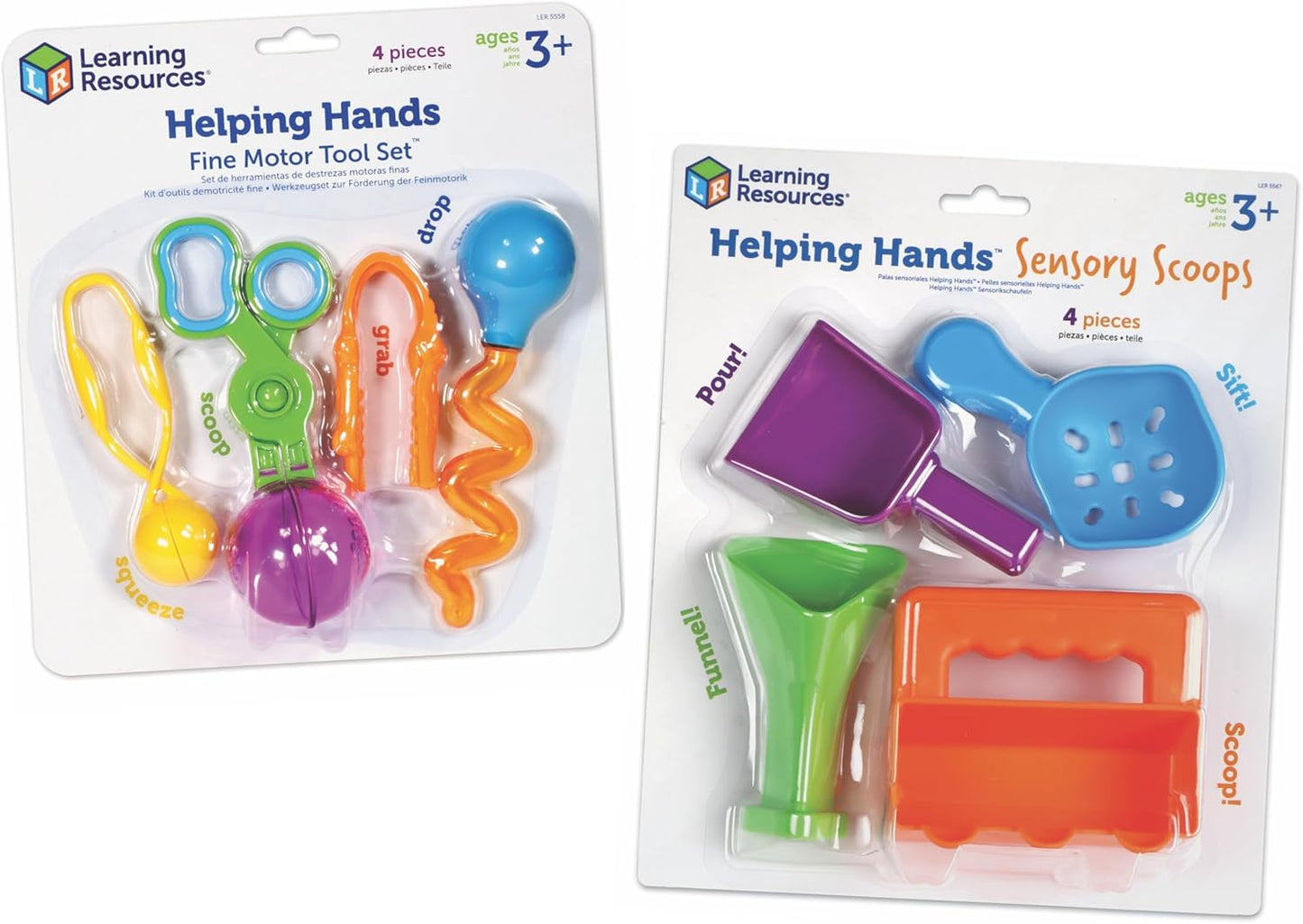 Learning Resources Fine Motor Skill Toys Bundle - Helping Hands Tweezers, Scoops, Droppers and Squeezy Tweezers, Ages 3+, 8 Pieces