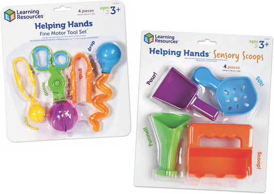 Learning Resources Fine Motor Skill Toys Bundle - Helping Hands Tweezers, Scoops, Droppers and Squeezy Tweezers, Ages 3+, 8 Pieces