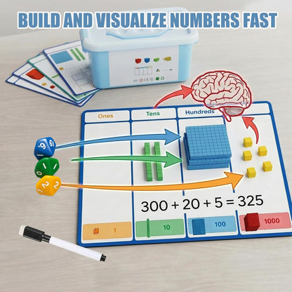 Base Ten Blocks 153 pcs Math Manipulatives, Base 10 Blocks for Math, Math Cubes & Place Value Blocks for Kids, Math Counters for 1st Grade Kindergarten Classroom Homeschool Learning Kit