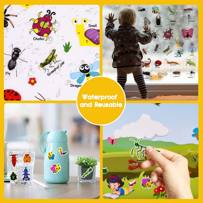 ASTARON Reusable Sticker Book for Toddlers, 88 Pcs Dinosaur Stickers Road Trip Activities Car Airplane Activities Travel Toys for Kids, Kids Quiet Time Activities (2-6 Age)