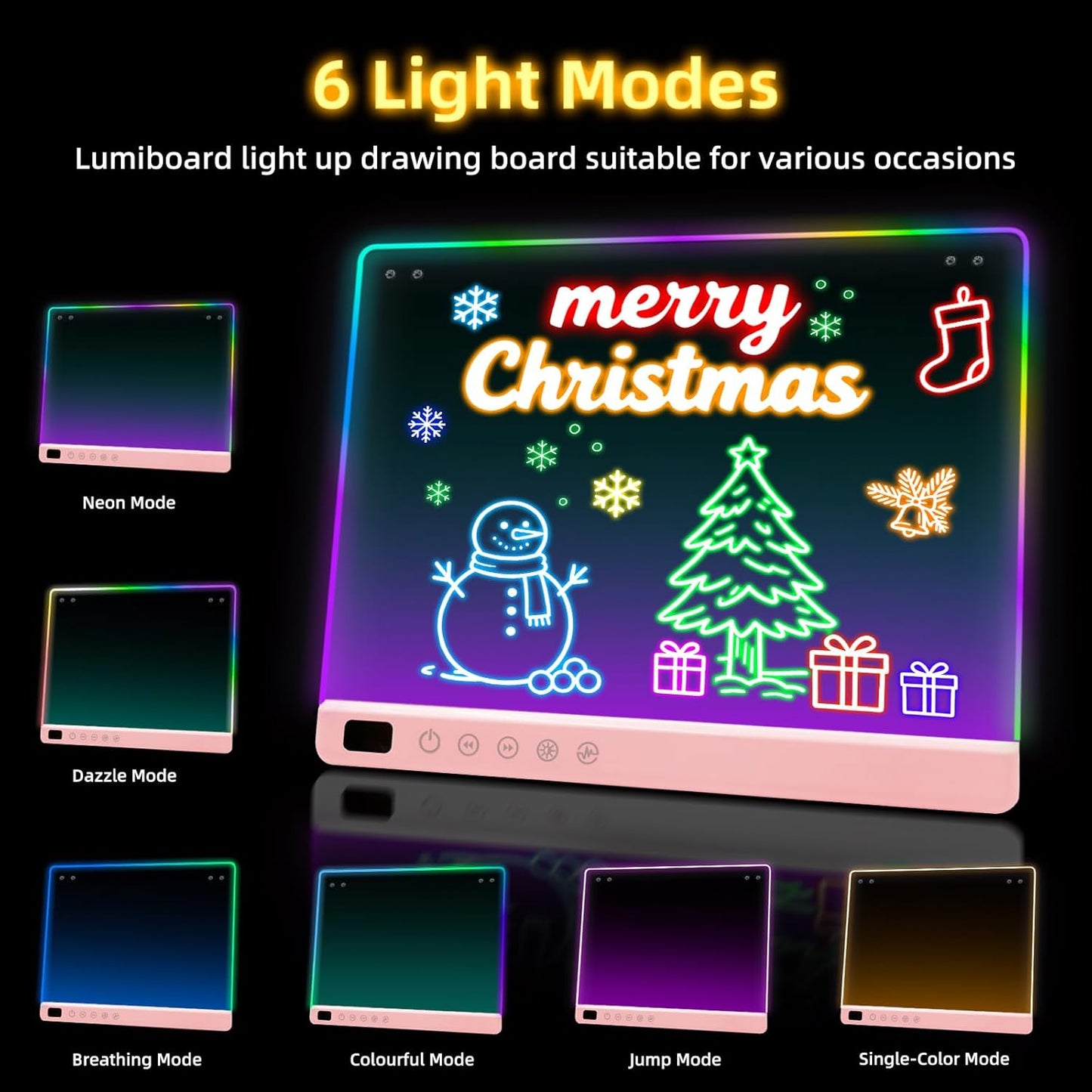 Led Drawing Board with 13 Light Effects, 16" Rechargeable Glow Doodle LED Note Board with Colors, Neon Light Up Drawing Tablet Gifts for Kids for Easter Birthday Christmas Gift Ideas