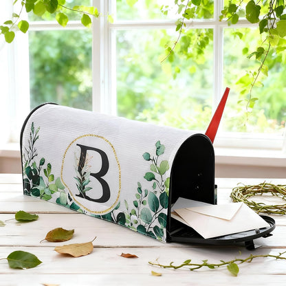 Tiamon Monogrammed L Mailbox Covers Magnetic Eucalyptus Welcome Letter Box Wrap Standard Size 21x18 Inch Spring Summer Leaves Mailbox Decor Eucalyptus Letter Numbers Decoration for Outdoor Garden Yard
