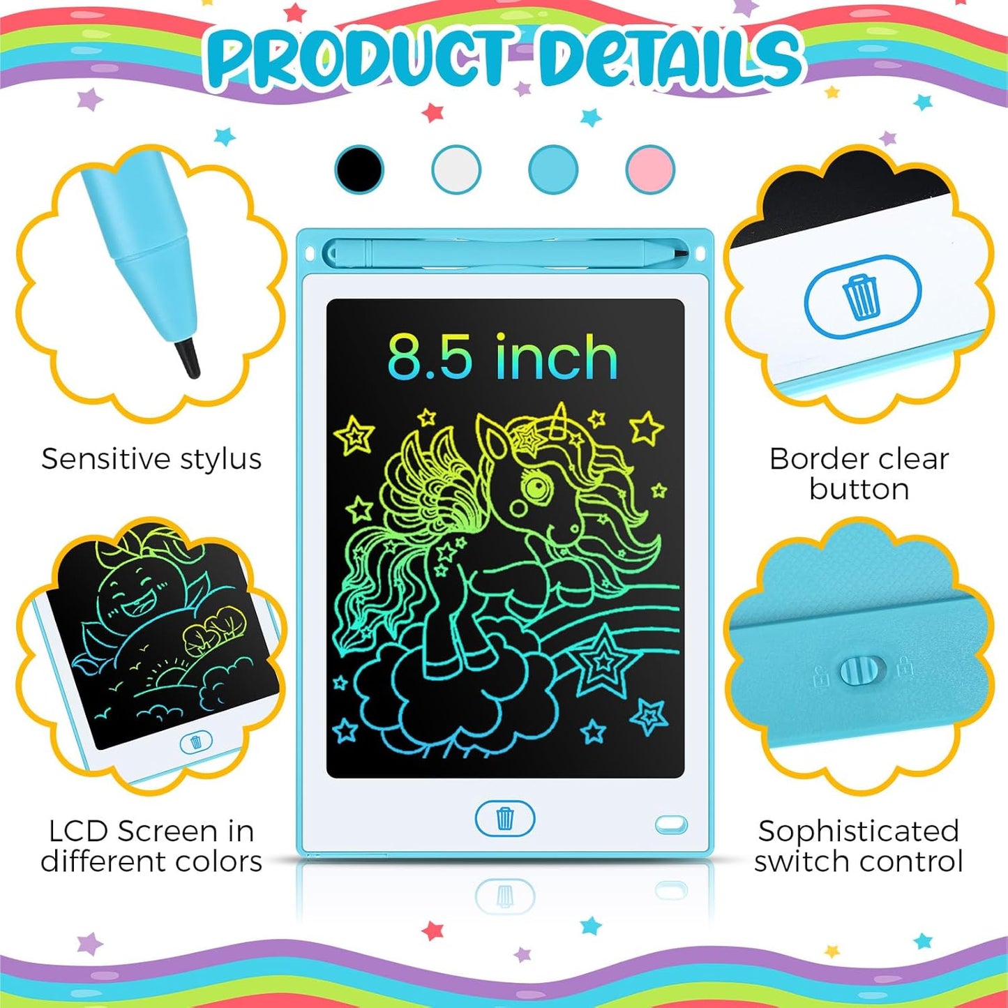 Tinlade 12 Pack LCD Writing Tablets for Kids Party Favors Games, 8.5 Inch Educational Learning Bulk Toys Gifts Erasable Doodle Boards Portable Electronic Drawing Pads for Toddlers 4-8 School Birthday