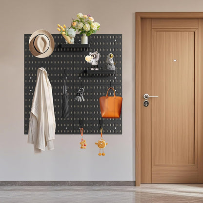 Wall Mount Pegboard Kit - 4 Panels & Accessories, Heavy Duty Modular Organizer for Home, Office, Craft Room & Kids Storage, Space-Saving 11.8"×11.8" DIY Tool Board‌