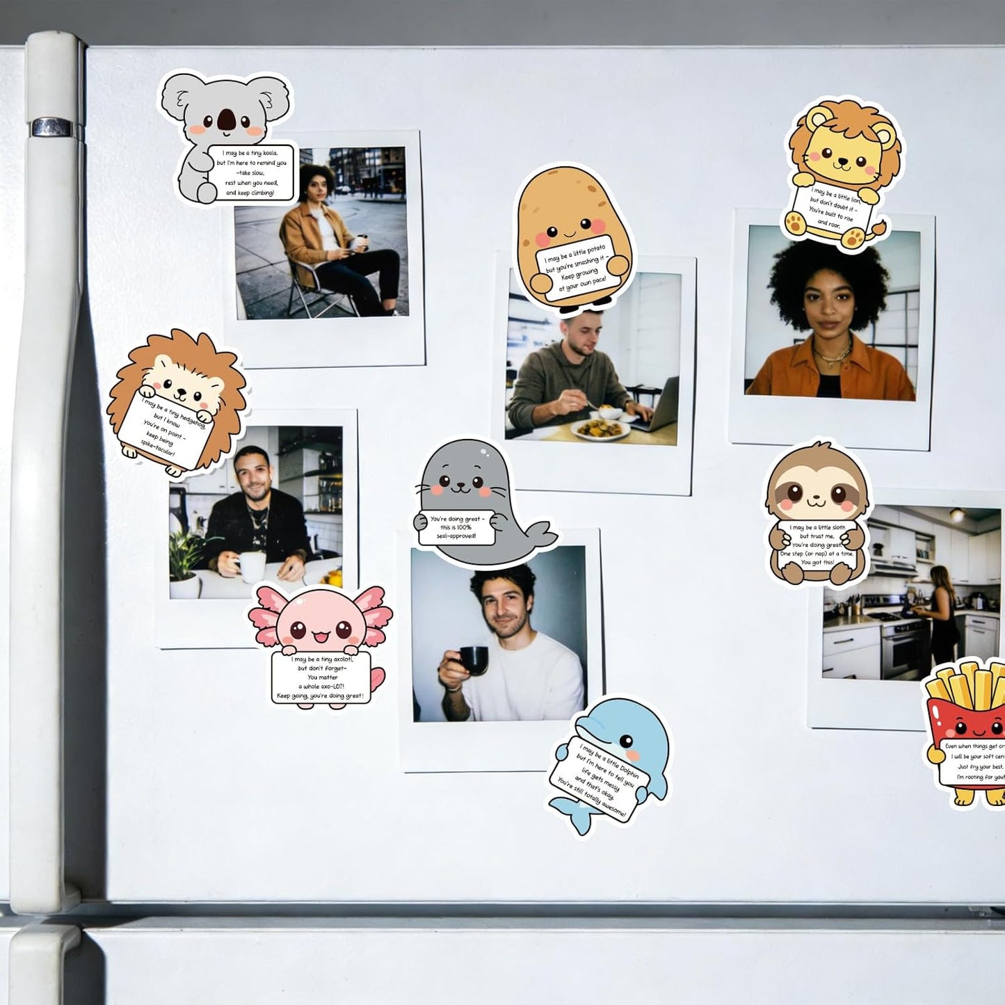 16pcs Emotional Support Animal Refrigerator Magnets, Funny Cartoon Positive Animal Fridge Decorative Magnets with Encouraging Words for Office Home Locker Whiteboard
