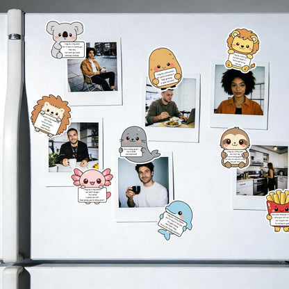 16pcs Emotional Support Animal Refrigerator Magnets, Funny Cartoon Positive Animal Fridge Decorative Magnets with Encouraging Words for Office Home Locker Whiteboard