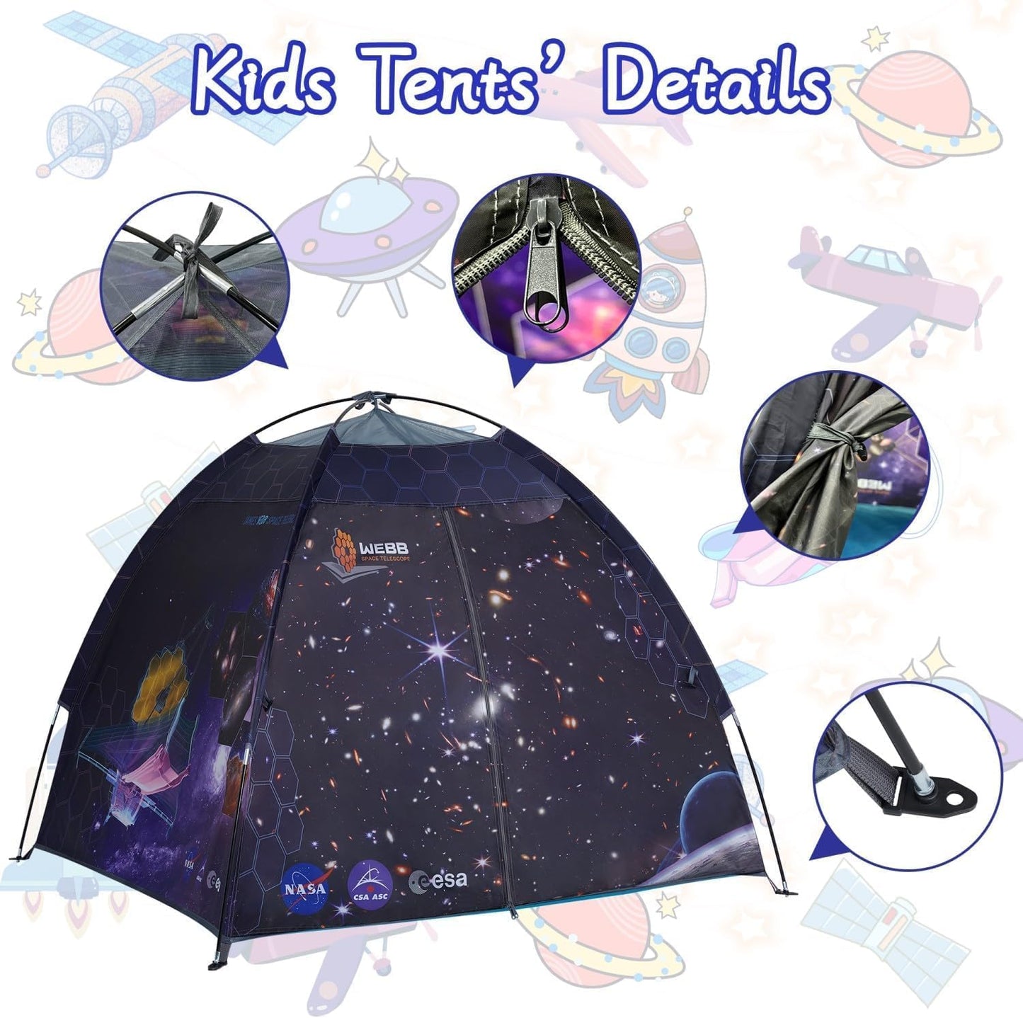 Mnagant James Webb Space Telescope Kids Play Tent Indoor & Outdoor for Boys and Girls(61" x 61" x 45")