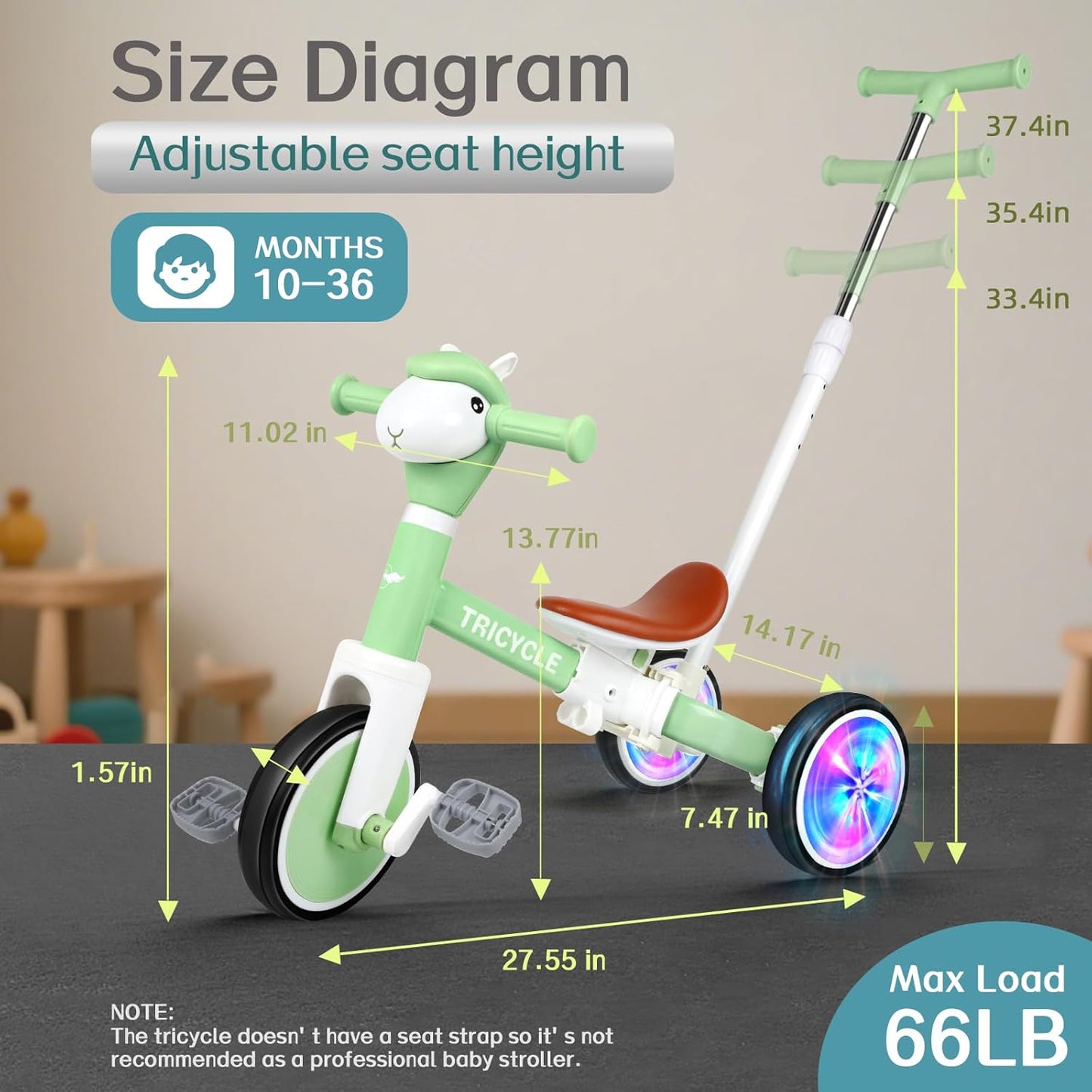 Tricycle for Toddlers 1-3 Year Olds, 5 in 1 Toddler Balance Bike 2-4 Years Old Boys Girls, Push Trike Toys with Adjustable Handle, Birthday Gifts for 2 3 4 5 Year Old Kids Bike (Blue)