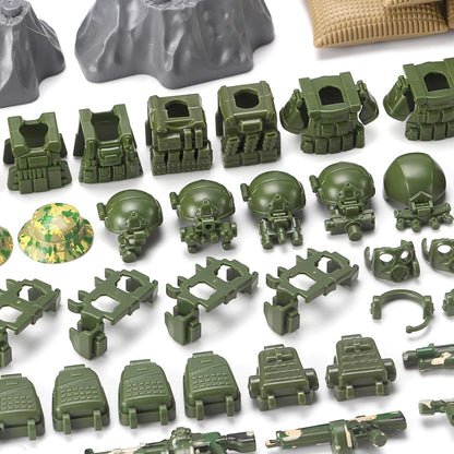 Feleph Military Weapons Pack Accessories for Army Men Figures 200+ PCS Modern Camouflage Soldier Toy Kit Building Blocks Set Combat Suit WW2 Model SWAT Gear Piece Gife for Kids