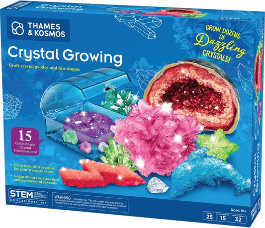 Thames & Kosmos Crystal Growing | STEM Experiment Kit | Grow Dozens of Dazzling, Colorful Crystals! | Learn about Crystallization & Conduct Classic Science Experiments | Make Crystal Geodes | Ages 10+