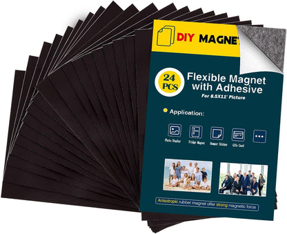 Adhesive Magnetic Sheets for Letter Size 8.5x11 (Pack of 8),Magnet Sheets with Self-Stick Adhesive for Home/Classroom/Office,Easy Cut DIY Paper Craft Magnet