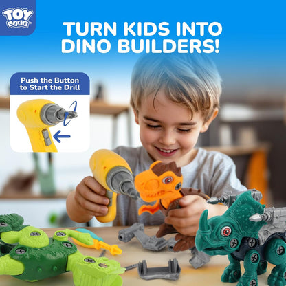 TOY Life 3-Pack Take Apart Dinosaur Toys for 3, 4, 5, 6, 7 Year Old Boys, Kid Dinosaur Toy with Electric Drill Tool Set, STEM Building Construction Toys, Educational Birthday Gifts for Toddlers