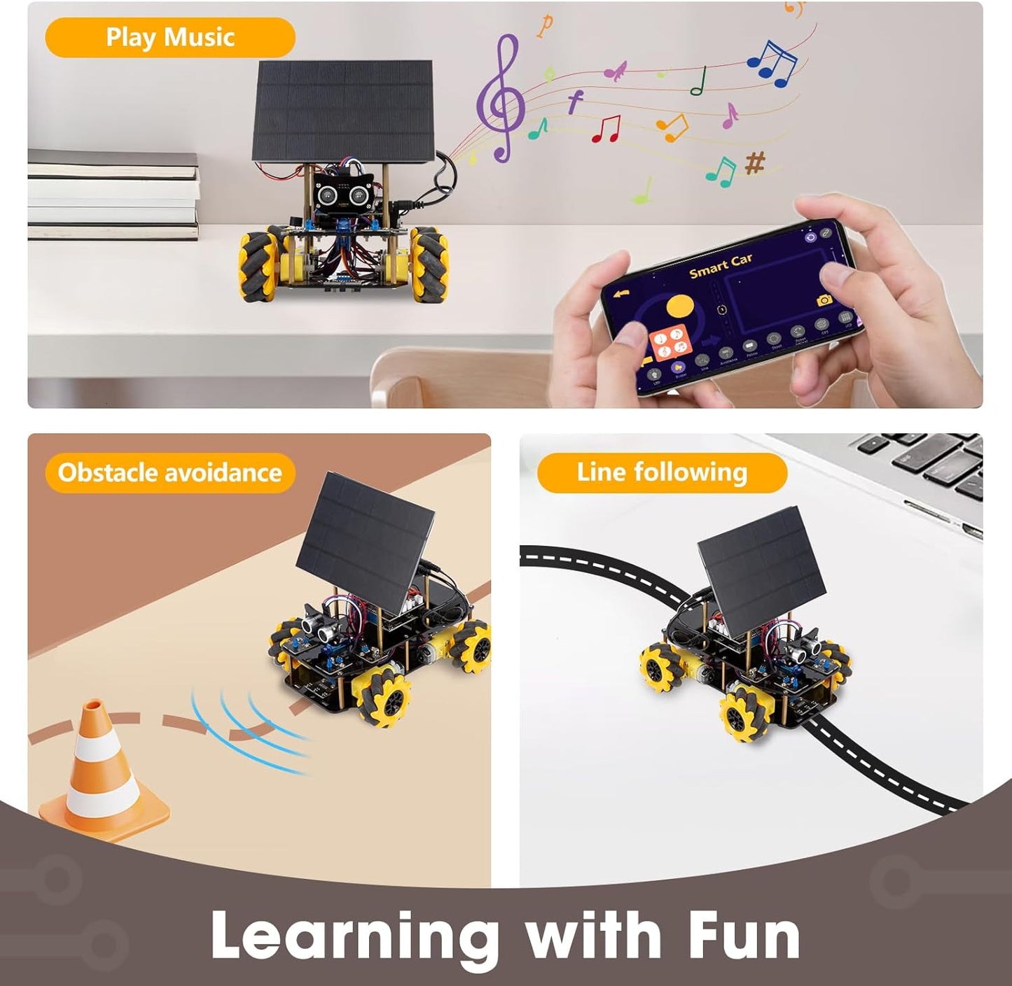 ACEBOTT Robot Kit, Robotics for Kids Ages 8-12 12-16, STEM Toys for Boys with Remote & App Control, Arduino & Scratch Compatible, Science Kits for Kids Age 8-12 12-16, for Boys & Girls(Yellow)