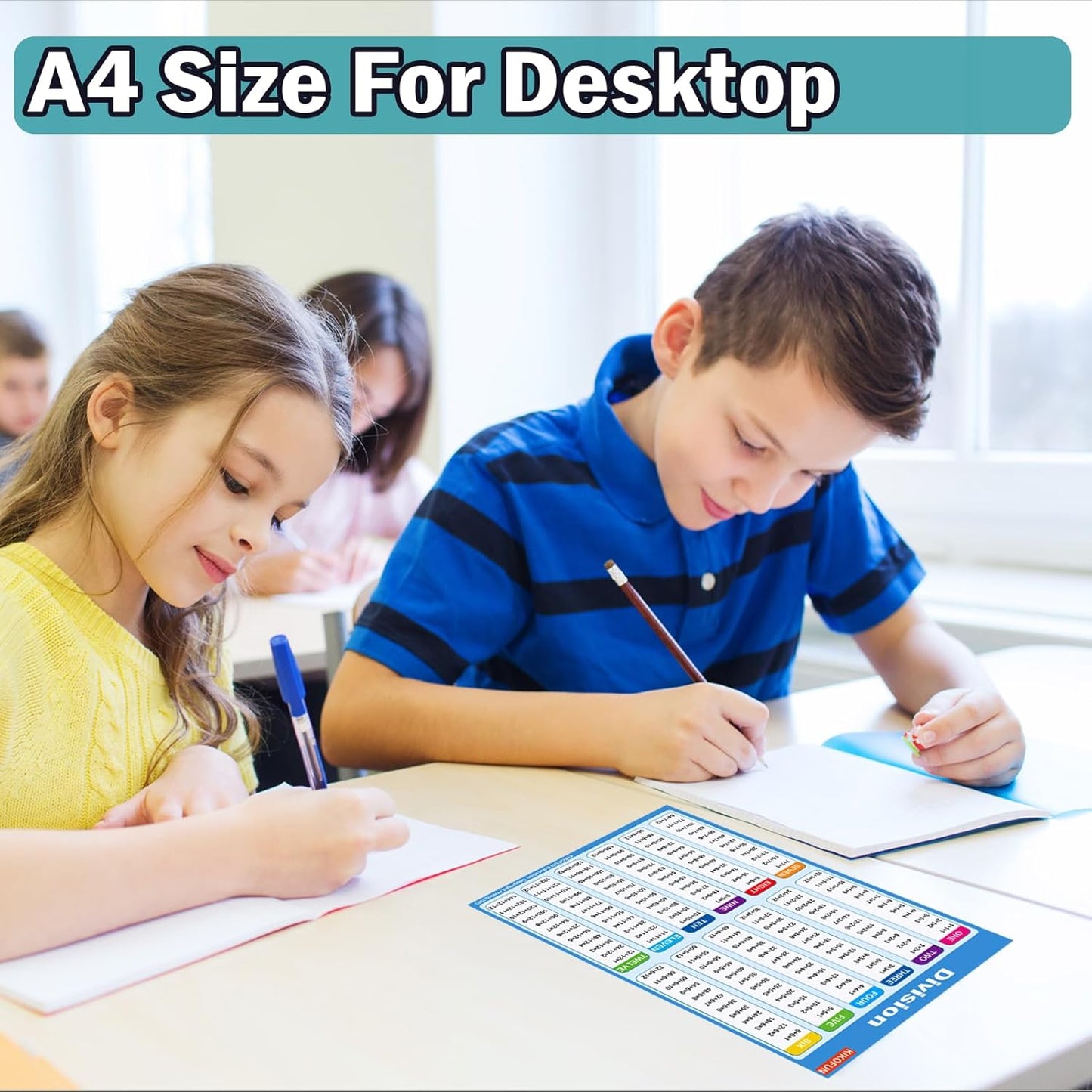 Extra Large Educational Math Posters, With 1 A4 Size Multiplication Posters Times Tables Chart 17 x 22 Inch Multiplication Division Charts for Kids, Elementary Middle School Classroom(Large Poster +A4)