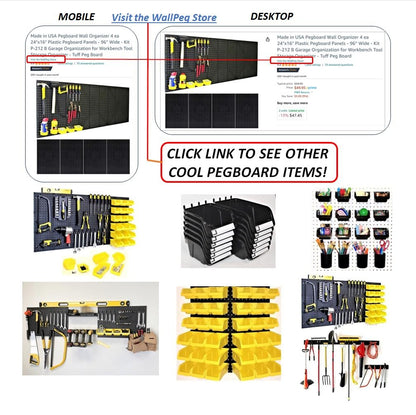 WallPeg Made in USA Pegboard Panels Garage Organization - Wall Storage Kit (PB-2 B) (2) ea - 24" x 16" Peg Board Tool Organizer Panel Set - Garage Organizer Kit