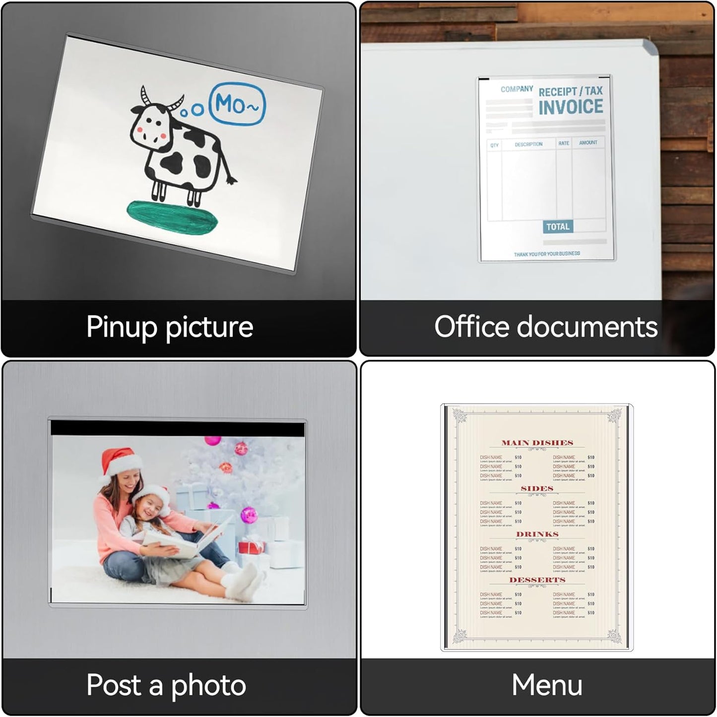 10 Pcs 8.5'' x 11'' Rigid Magnetic Sign Holders - Clear Plastic Document Frames with Magnet Borders for Letter Size Posters - Perfect for Home, Office, and Store Displays