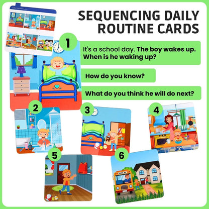 Sequencing Daily Routine Conversation Cards | Learning Material for Social Skills & Emotional Intelligence| Speech Therapy Resources | Articulation, ESL & Storytelling Cards | Sequencing Card Game