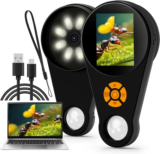 Handheld Digital Microscope for Kids Adults, Portable Microscope with 2.0" HD Screen, Collector Pocket Jewelers Loupe, 500X Coin Microscopes Magnifying Glass, Children Science Educational Fun Gift