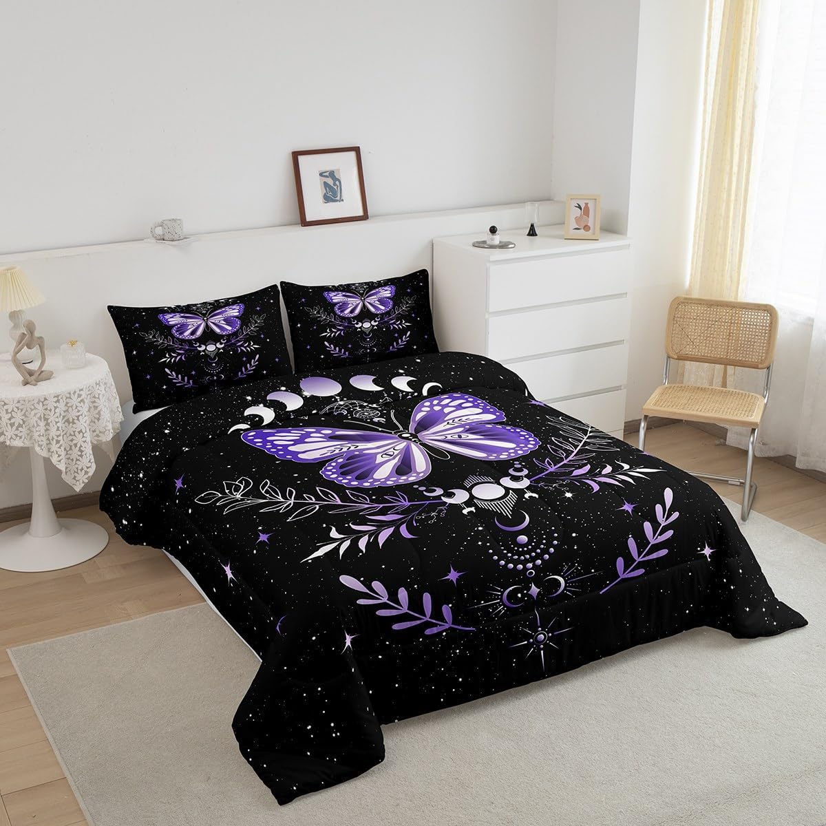 Castle Fairy Drum Kit Comforter Set,Musical Instruments Bedding Set for Kids Girls Women,Adults Rock Music Comforter,Neon Lighting Quilted Duvet Set Bedroom Collection Twin Size 2Pcs