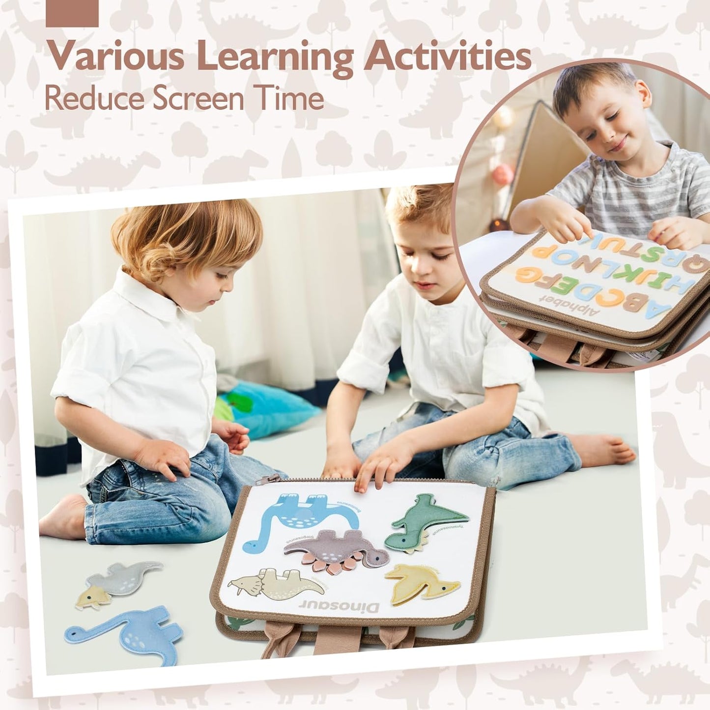 hahaland Busy Board for Toddlers - Montessori Toys Preschool Learning Activities with Life Skills, Alphabet, Number, Shape, Color, Animal, Weather - Toddler Boy Learning Educational Toys, Travel Toys