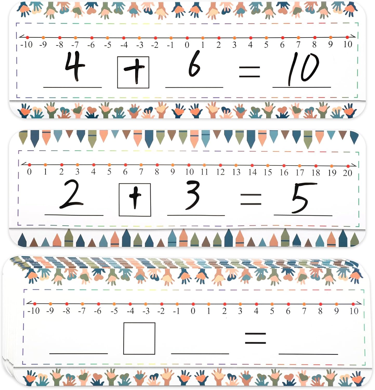 40 Packs Number Line Dry Erase Boards Cards, Double Sided Writable and Erasable Board Card Featuring -10-10 Number Line On One Side 0-20 On The Other, Classroom Must Haves Boards for Students