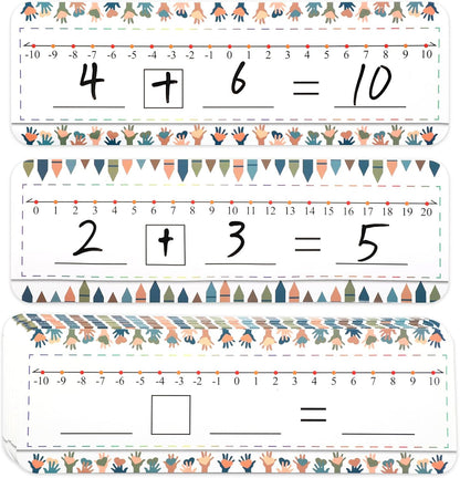 40 Packs Number Line Dry Erase Boards Cards, Double Sided Writable and Erasable Board Card Featuring -10-10 Number Line On One Side 0-20 On The Other, Classroom Must Haves Boards for Students