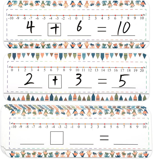 40 Packs Number Line Dry Erase Boards Cards, Double Sided Writable and Erasable Board Card Featuring -10-10 Number Line On One Side 0-20 On The Other, Classroom Must Haves Boards for Students