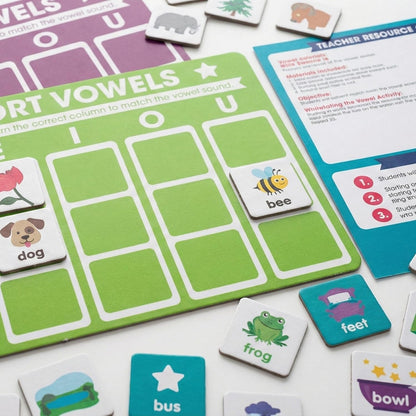 Kindergarten ELA Vowel Sounds Educational Activity Classroom Center Kit - 22 Pc.