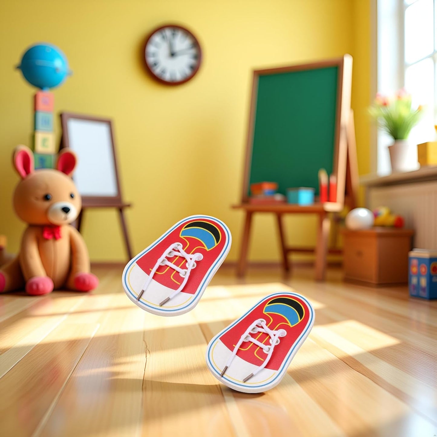 2Pcs Wooden Threading Shoes Training Board, Wooden Learn to Tie Your Own Shoes Threading Lacing Shoes Training Early Learning Kits | Threading Lacing Shoes Training Board Early Learning