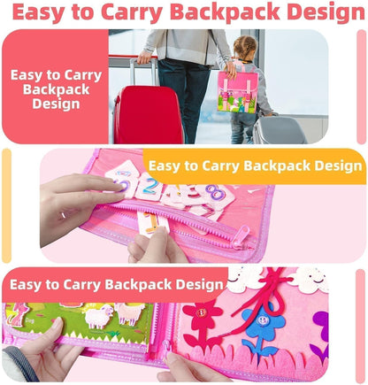 Montessori Busy Book for Toddlers 1 3, 19 in 1 Educational Learning Toys for Toddlers 2 4，Sensory Fine Motor Skills Activity Board for Girls Birthday Gifts,Busy Book Travel Toys
