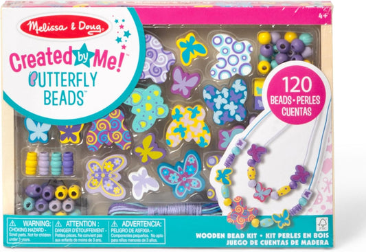 Melissa & Doug Sweet Hearts and Butterfly Friends Bead Set of 2-250+ Wooden Beads
