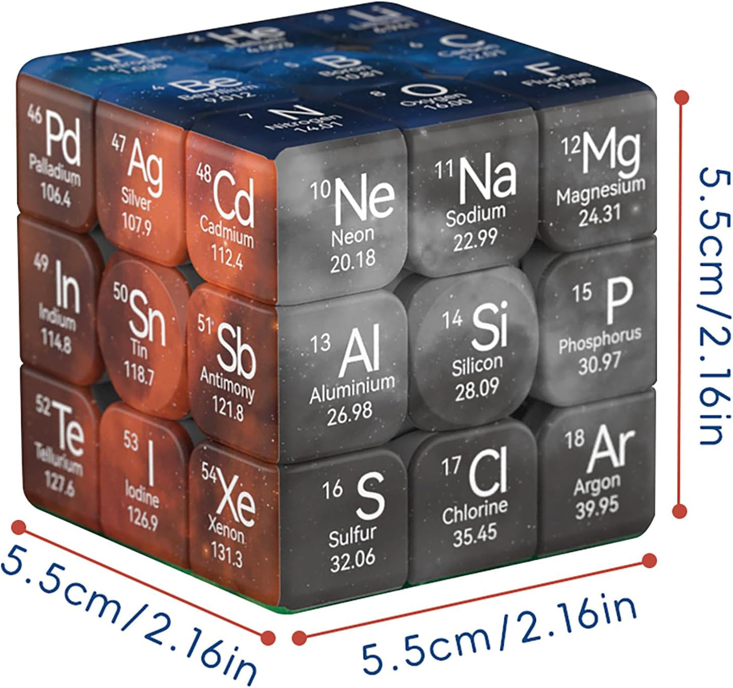 Periodic Table 3x3 Speed Cube, UV Printing Element Cube Magic Cube Educational Puzzles Toys for Kids,Beginners and Adults (Stickerless) Black